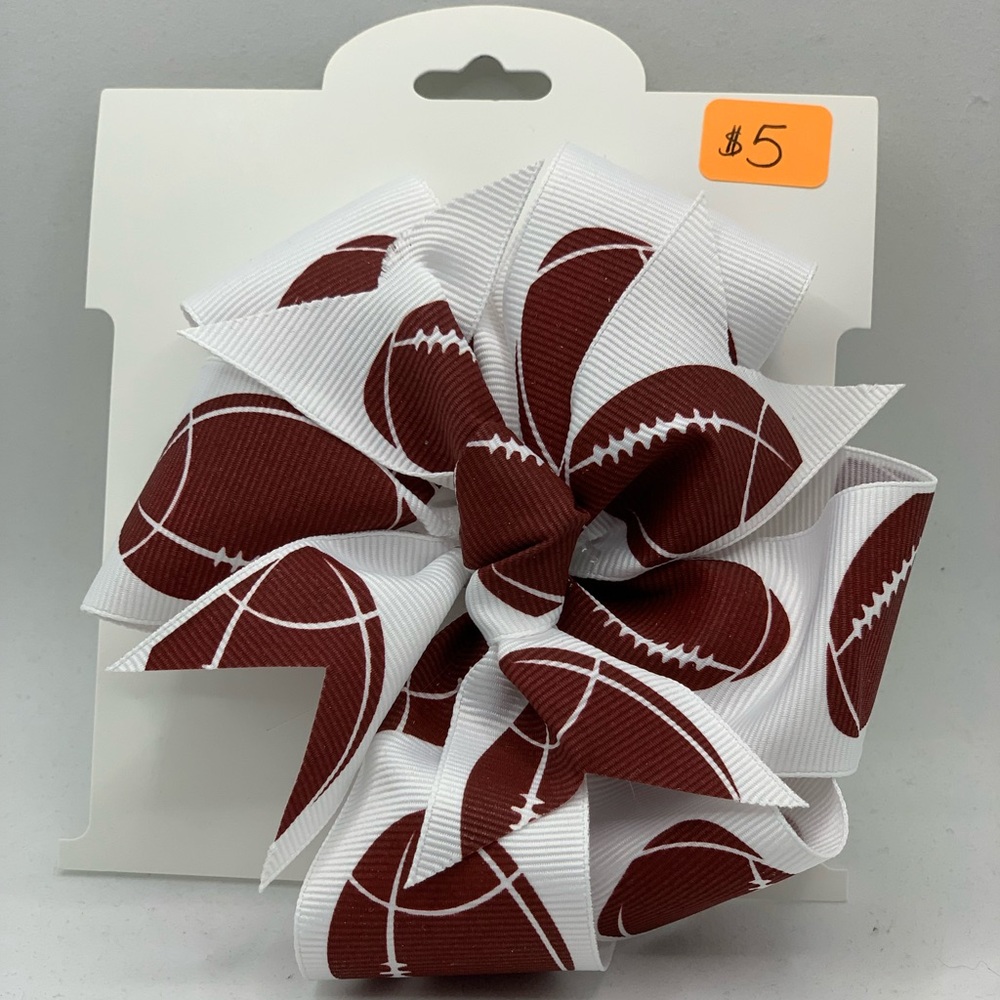 Little girls handmade football hair bow